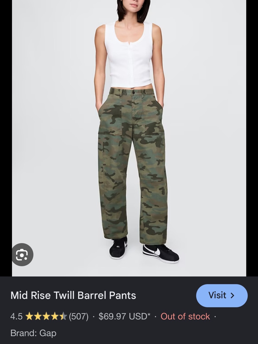 Gap Camo Twill Barrel Leg Pants